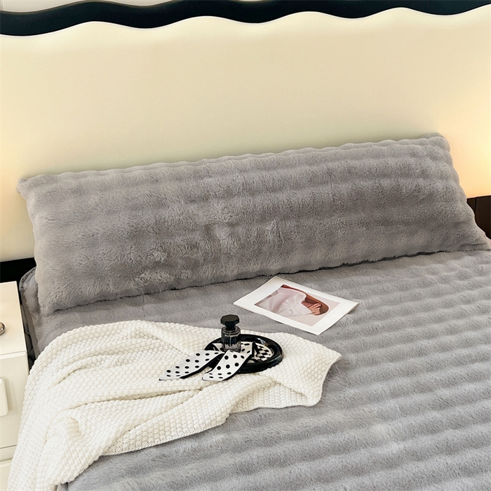 91家纺网 家纺一手货源 找家纺 梦舒羽 2025新款兔毛绒双人枕套牛奶绒加长情侣枕芯套雪花绒枕头套 兔毛绒泡泡-烟雨灰