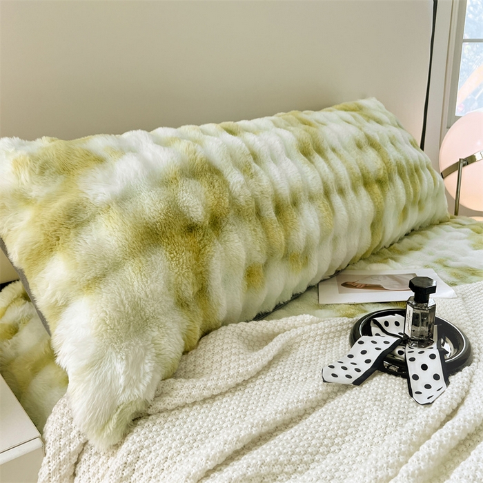 梦舒羽 2025新款兔毛绒双人枕套牛奶绒加长情侣枕芯套雪花绒枕头套 兔毛绒泡泡-梦幻果绿