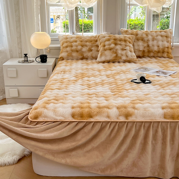 91家纺网 家纺一手货源 找家纺 （总）梦舒羽 2025新款兔毛绒水晶绒床垫保护罩牛奶绒床垫床单罩单件床裙单品床裙