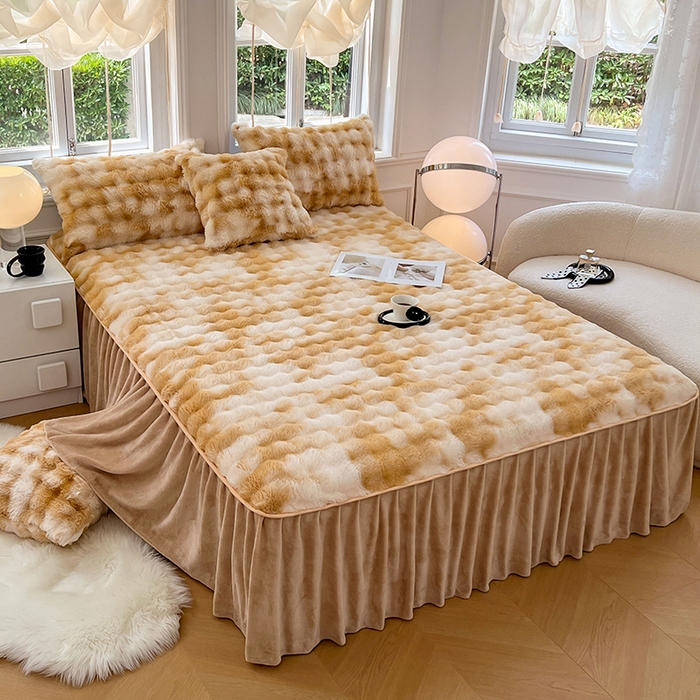 91家纺网 家纺一手货源 找家纺 （总）梦舒羽 2025新款兔毛绒水晶绒床垫保护罩牛奶绒床垫床单罩单件床裙单品床裙