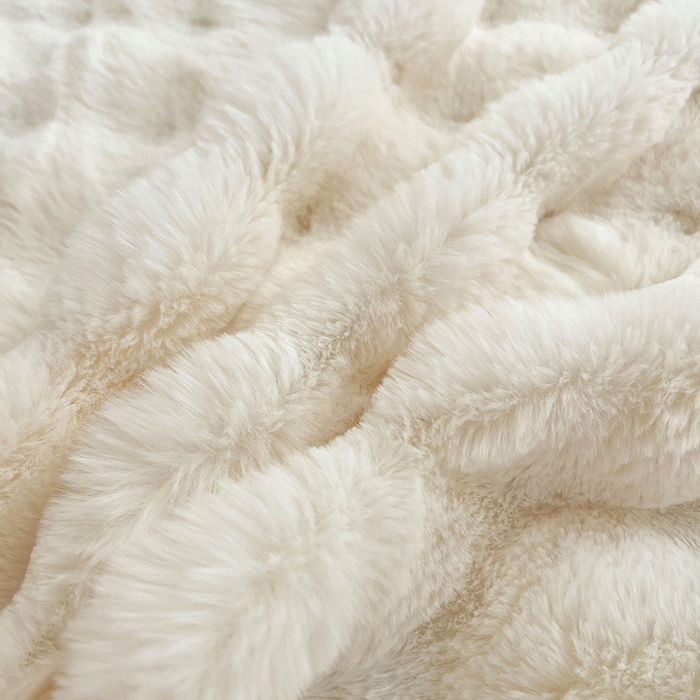 91家纺网 家纺一手货源 找家纺 梦舒羽 2025新款兔毛绒水晶绒床垫保护罩牛奶绒床垫床单罩单件床裙单品床裙 兔毛绒泡泡-晨曦白