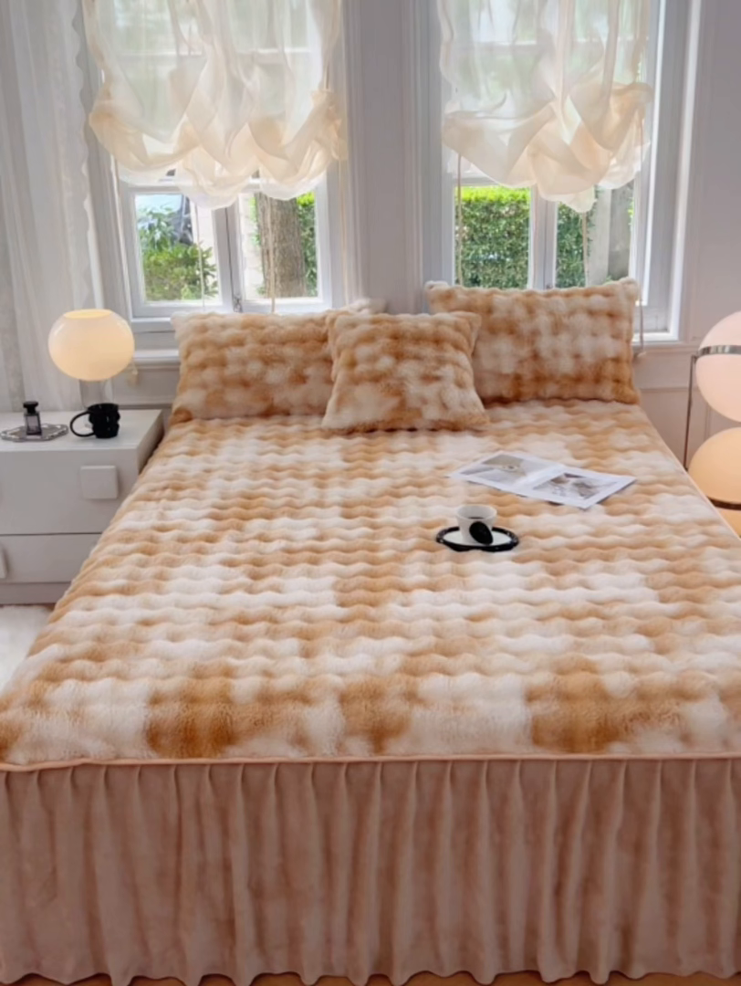 91家纺网 家纺一手货源 找家纺 （总）梦舒羽 2025新款兔毛绒水晶绒床垫保护罩牛奶绒床垫床单罩单件床裙单品床裙