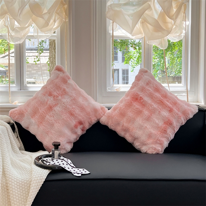 91家纺网 家纺一手货源 找家纺 梦舒羽 2025新款兔毛绒抱枕套单人牛奶绒枕芯套雪花绒宿舍枕头套 兔毛绒泡泡-梦幻樱粉