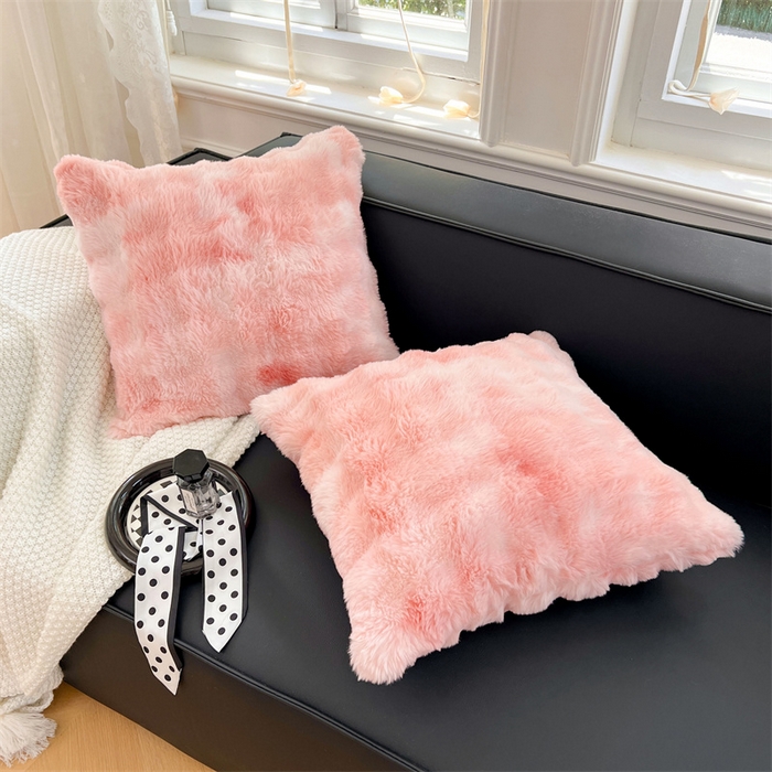 91家纺网 家纺一手货源 找家纺 梦舒羽 2025新款兔毛绒抱枕套单人牛奶绒枕芯套雪花绒宿舍枕头套 兔毛绒泡泡-梦幻樱粉