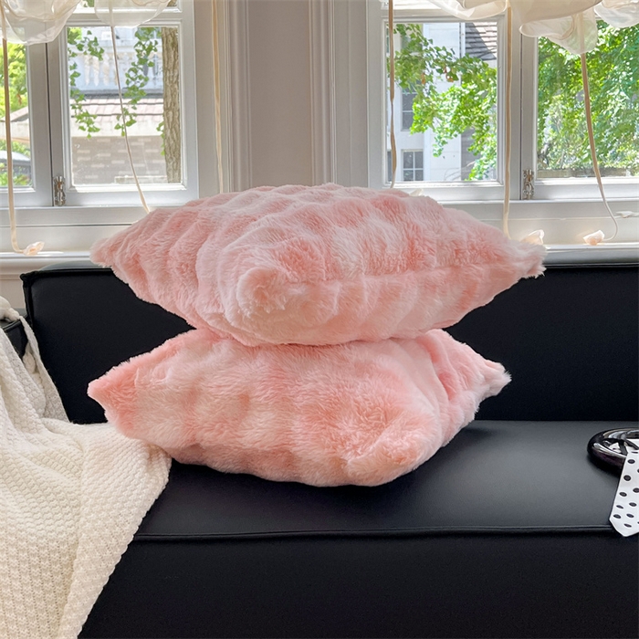 91家纺网 家纺一手货源 找家纺 梦舒羽 2025新款兔毛绒抱枕套单人牛奶绒枕芯套雪花绒宿舍枕头套 兔毛绒泡泡-梦幻樱粉