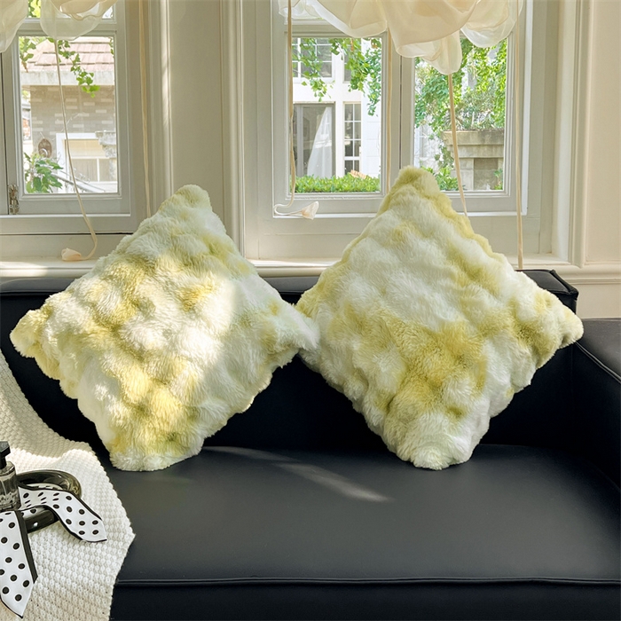 91家纺网 家纺一手货源 找家纺 梦舒羽 2025新款兔毛绒抱枕套单人牛奶绒枕芯套雪花绒宿舍枕头套 兔毛绒泡泡-梦幻果绿