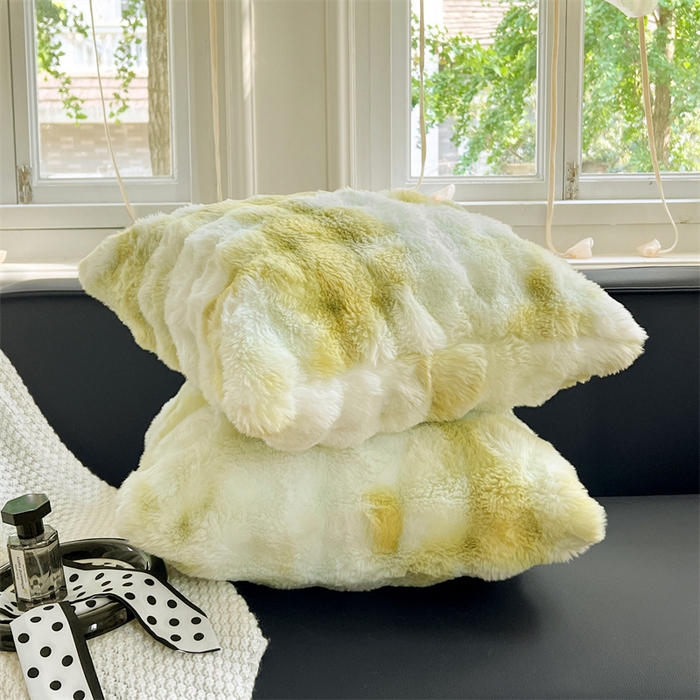 91家纺网 家纺一手货源 找家纺 梦舒羽 2025新款兔毛绒抱枕套单人牛奶绒枕芯套雪花绒宿舍枕头套 兔毛绒泡泡-梦幻果绿