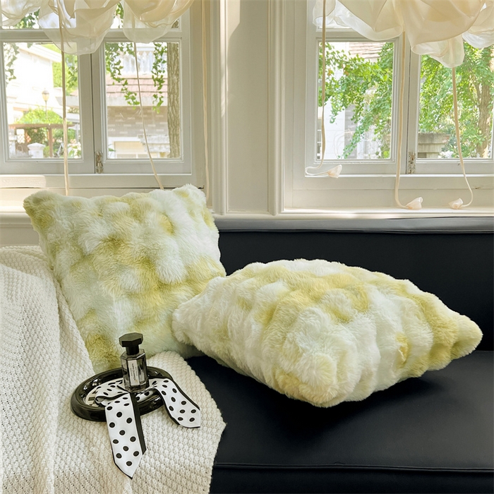 91家纺网 家纺一手货源 找家纺 梦舒羽 2025新款兔毛绒抱枕套单人牛奶绒枕芯套雪花绒宿舍枕头套 兔毛绒泡泡-梦幻果绿