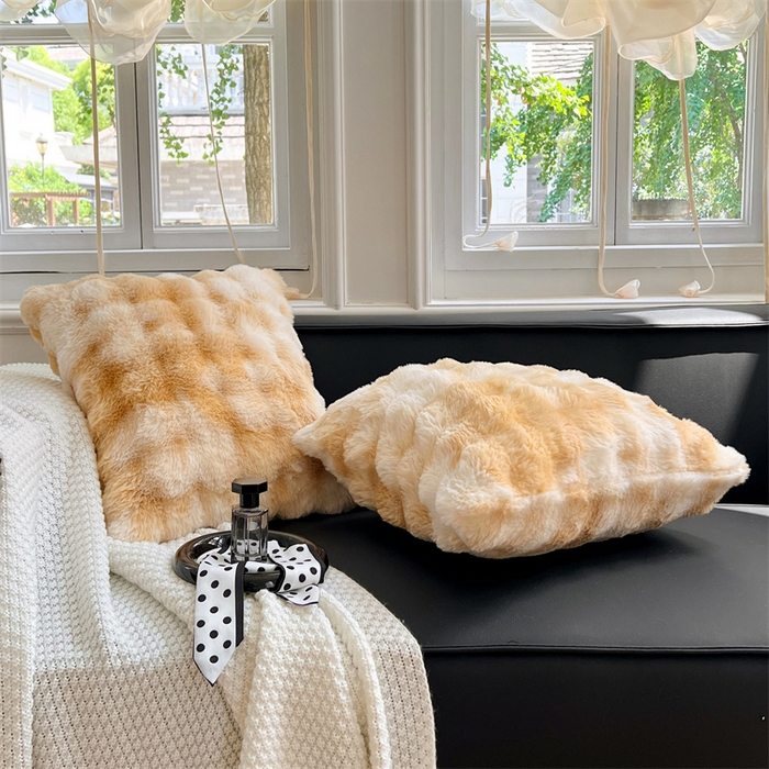 91家纺网 家纺一手货源 找家纺 梦舒羽 2025新款兔毛绒抱枕套单人牛奶绒枕芯套雪花绒宿舍枕头套 兔毛绒泡泡-梦幻奶咖