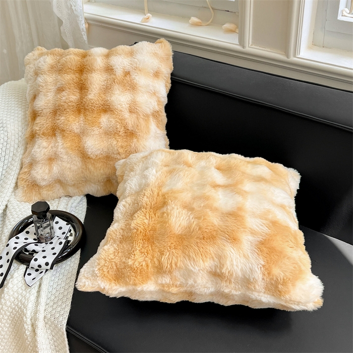 91家纺网 家纺一手货源 找家纺 梦舒羽 2025新款兔毛绒抱枕套单人牛奶绒枕芯套雪花绒宿舍枕头套 兔毛绒泡泡-梦幻奶咖