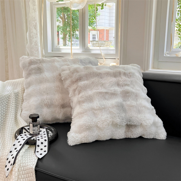 91家纺网 家纺一手货源 找家纺 梦舒羽 2025新款兔毛绒抱枕套单人牛奶绒枕芯套雪花绒宿舍枕头套 兔毛绒泡泡-梦幻浅灰