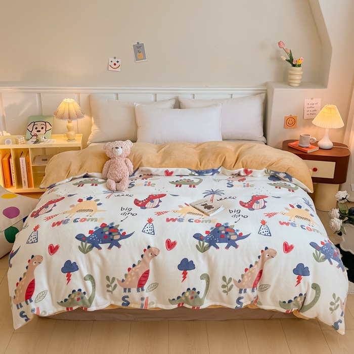 金盛纺 2025新款高克重牛奶绒印花系列单被套(可定制) 侏罗纪