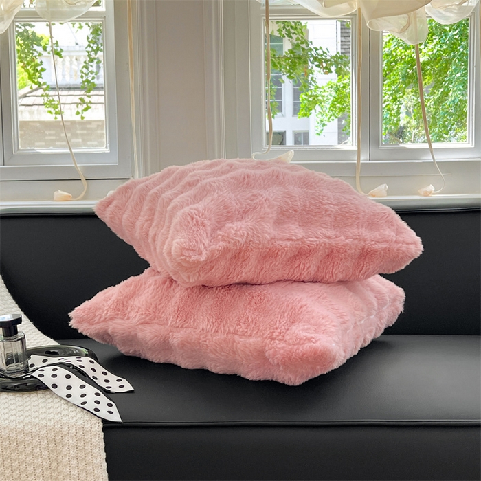 91家纺网 家纺一手货源 找家纺 梦舒羽 2025新款兔毛绒抱枕套单人牛奶绒枕芯套雪花绒宿舍枕头套 兔毛绒泡泡-云梦粉