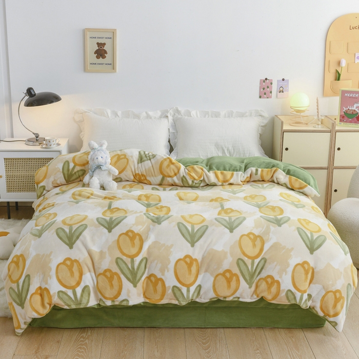 金盛纺 2025新款高克重牛奶绒印花系列单被套(可定制) 郁金香