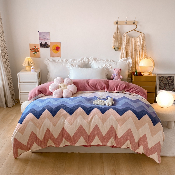 金盛纺 2025新款高克重牛奶绒印花系列单被套(可定制) 梦境（粉）