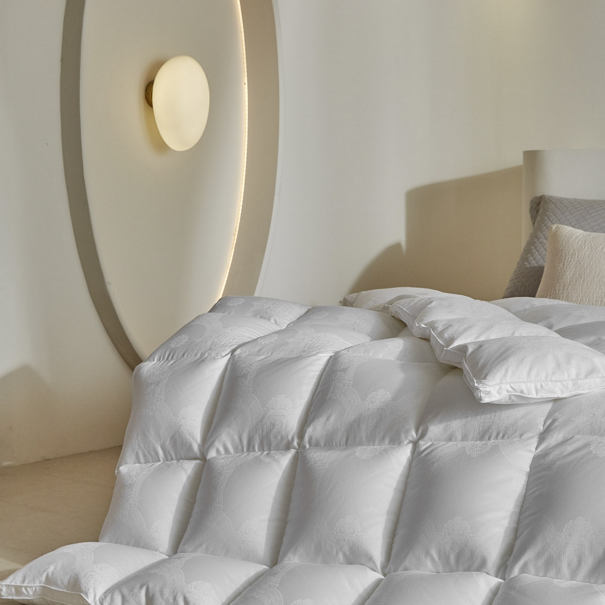 91家纺网 家纺一手货源 找家纺 （总）暖羽屋羽绒馆 2025新款国标95白鹅绒被子 羽绒被芯60s大提花羽绒被 双人鹅绒被2米 婚庆被子