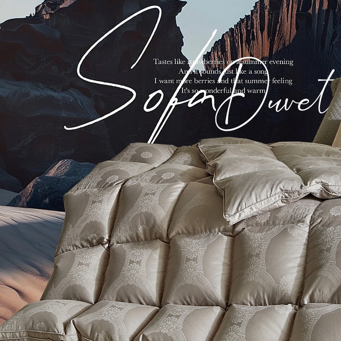 91家纺网 家纺一手货源 找家纺 （总）暖羽屋羽绒馆 2025新款国标95白鹅绒被子 羽绒被芯60s大提花羽绒被 双人鹅绒被2米 婚庆被子