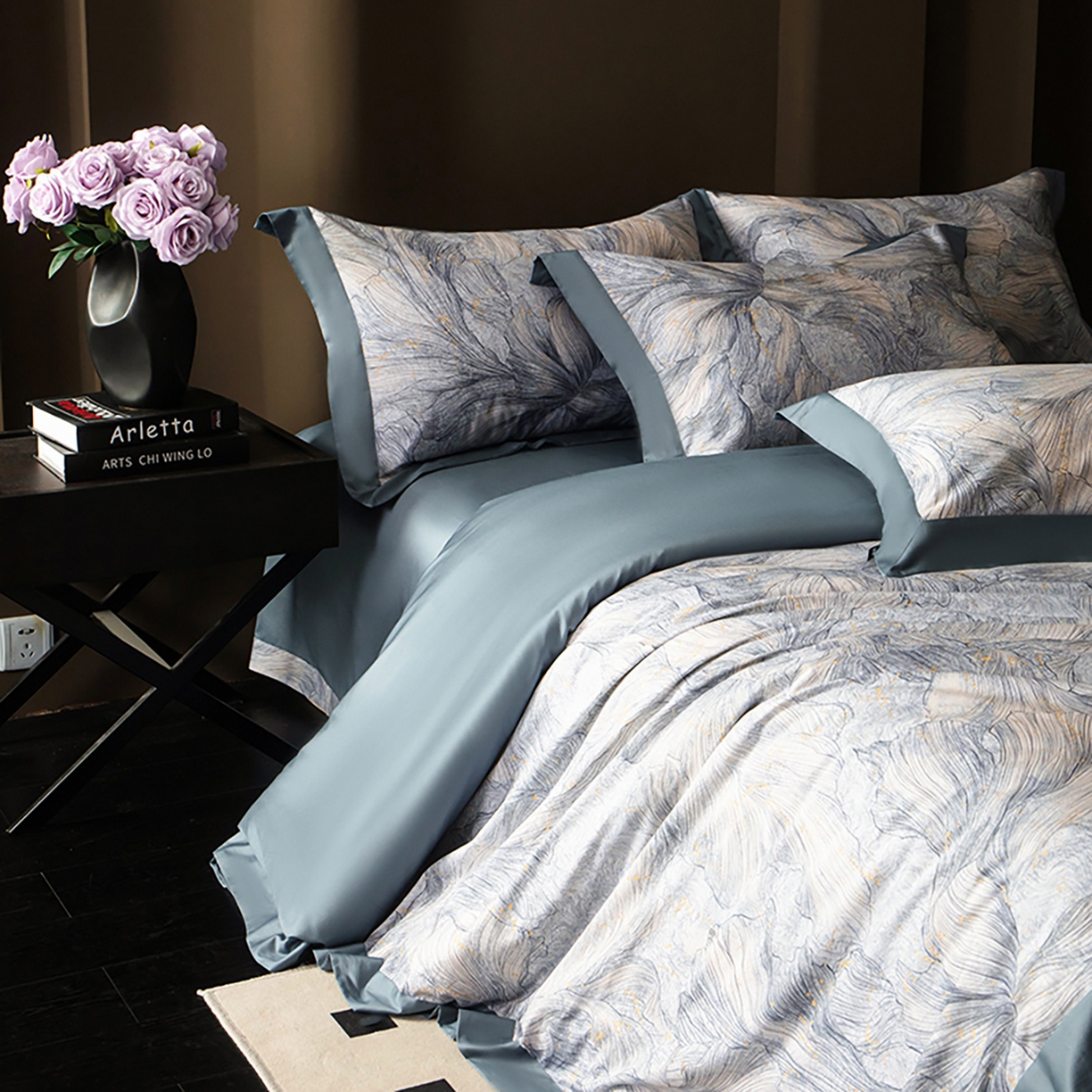 91家纺网 家纺一手货源 找家纺 洺兰家居 2025新款100支全棉新疆棉单拼角工艺款四件套长绒棉贴边床单床笠床上用品套件专（控价标准275加大285床笠275） 舒蕾