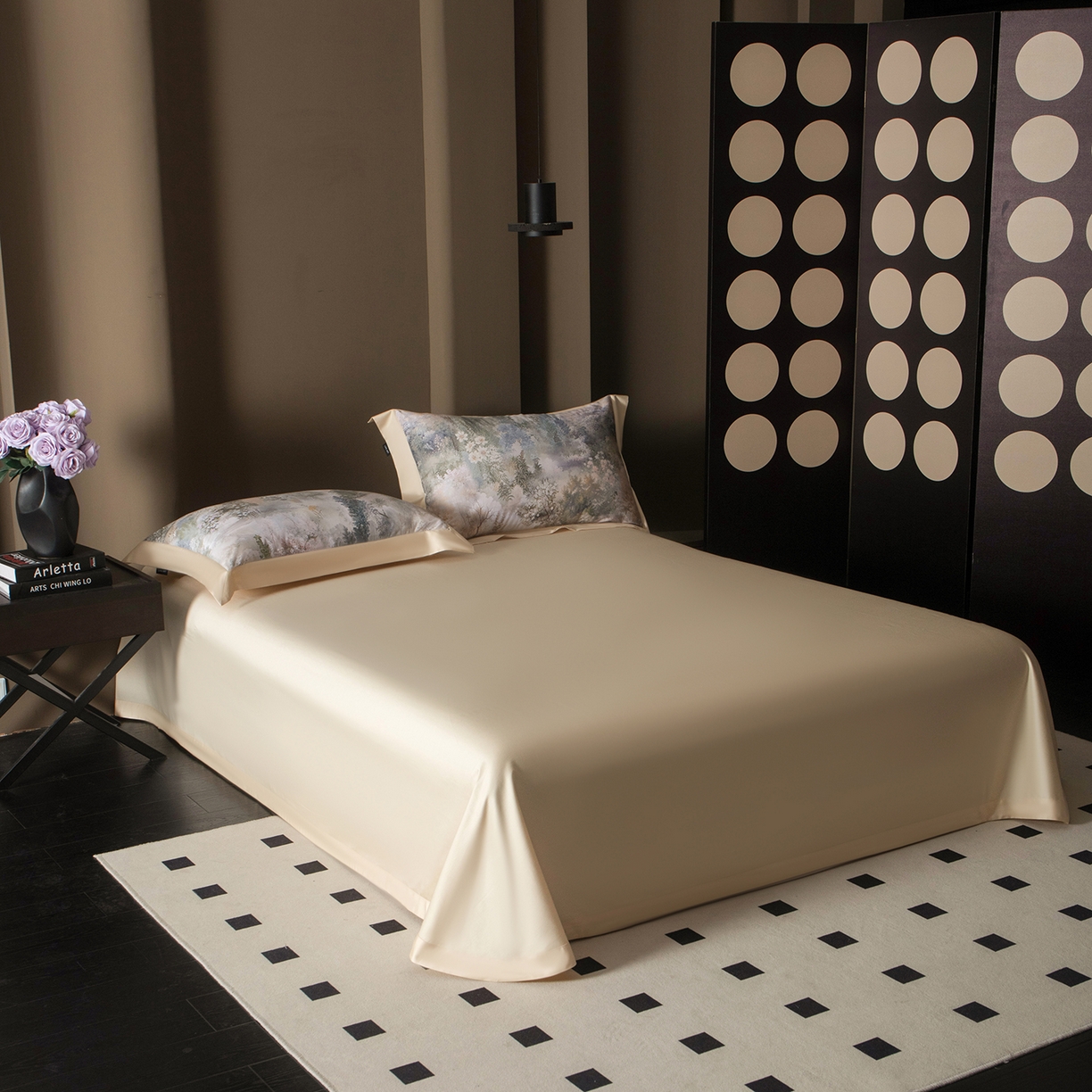 91家纺网 家纺一手货源 找家纺 洺兰家居 2025新款100支全棉新疆棉单拼角工艺款四件套长绒棉贴边床单床笠床上用品套件专（控价标准275加大285床笠275） 梦境