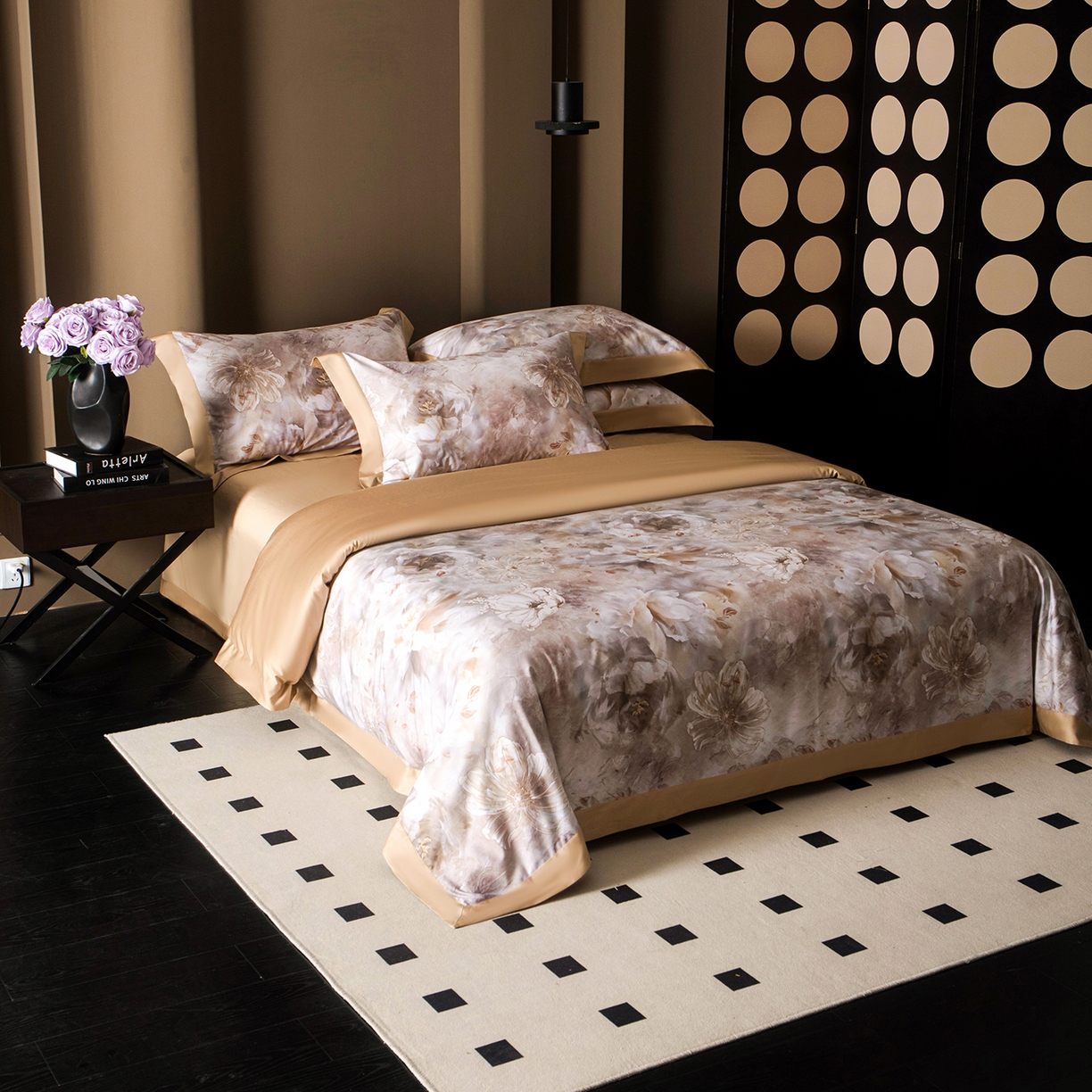 91家纺网 家纺一手货源 找家纺 洺兰家居 2025新款100支全棉新疆棉单拼角工艺款四件套长绒棉贴边床单床笠床上用品套件专（控价标准275加大285床笠275） 云锦