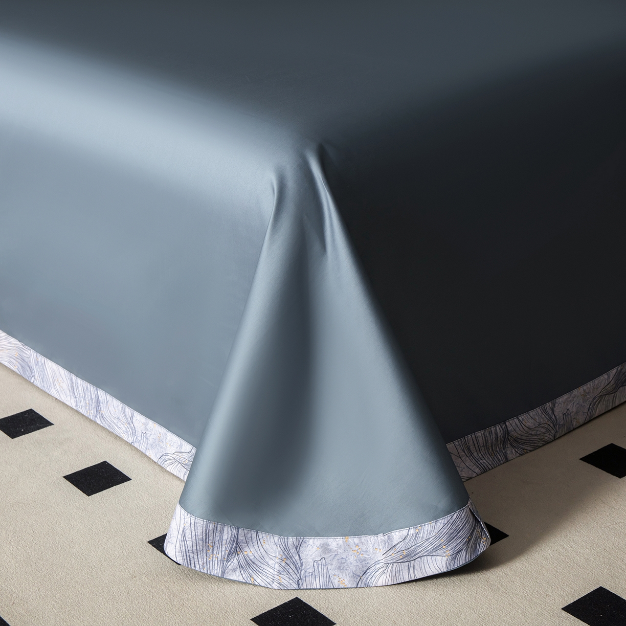 91家纺网 家纺一手货源 找家纺 洺兰家居 2025新款100支全棉新疆棉单拼角工艺款四件套长绒棉贴边床单床笠床上用品套件专（控价标准275加大285床笠275） 舒蕾