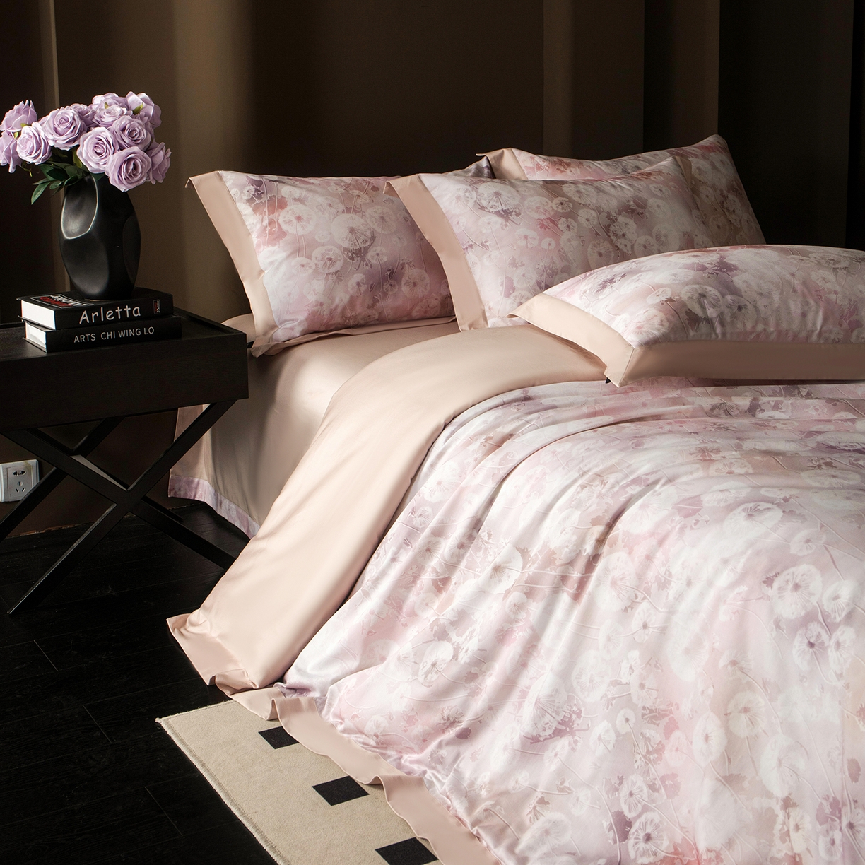 91家纺网 家纺一手货源 找家纺 洺兰家居 2025新款100支全棉新疆棉单拼角工艺款四件套长绒棉贴边床单床笠床上用品套件专（控价标准275加大285床笠275） 璀璨