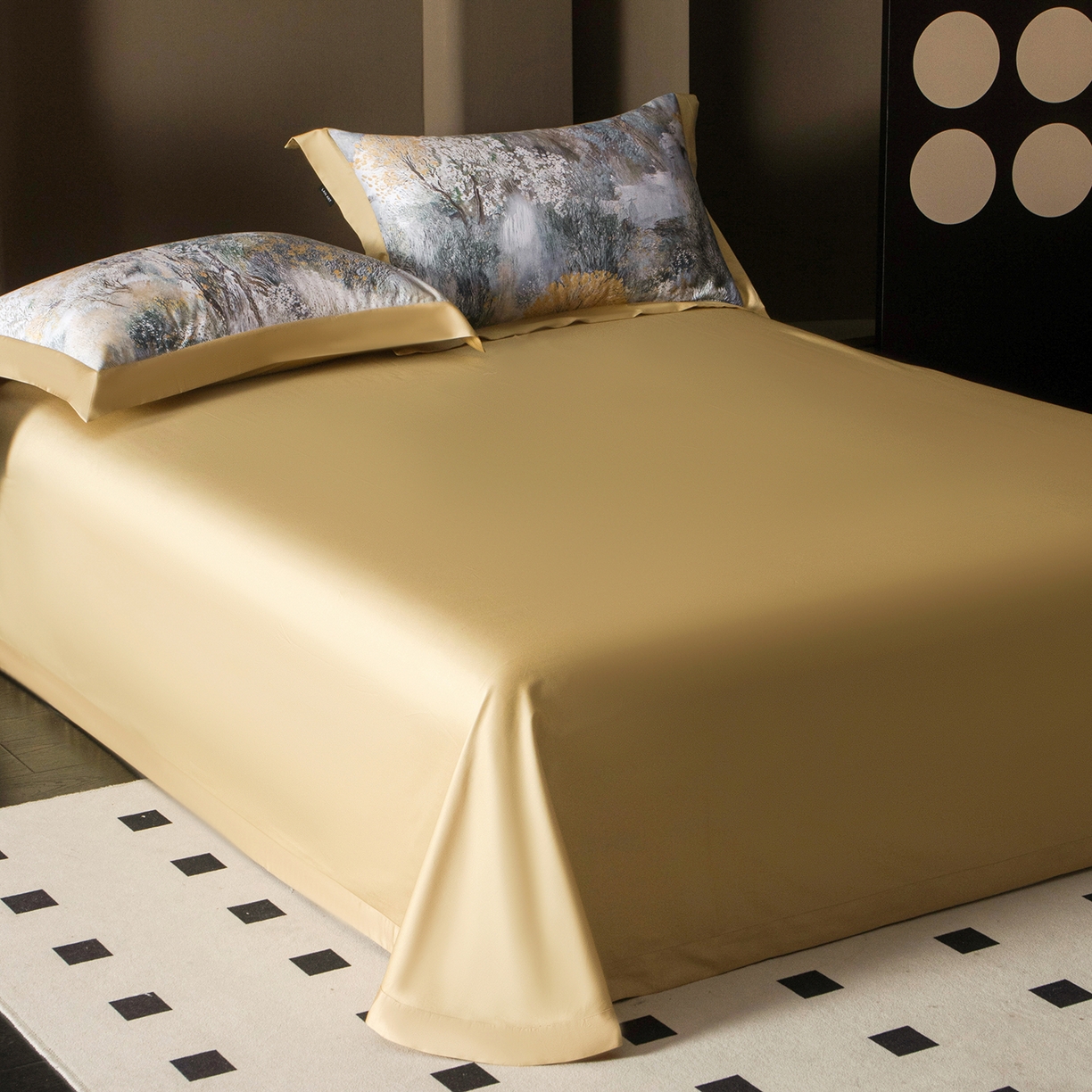 91家纺网 家纺一手货源 找家纺 洺兰家居 2025新款100支全棉新疆棉单拼角工艺款四件套长绒棉贴边床单床笠床上用品套件专（控价标准275加大285床笠275） 雾都