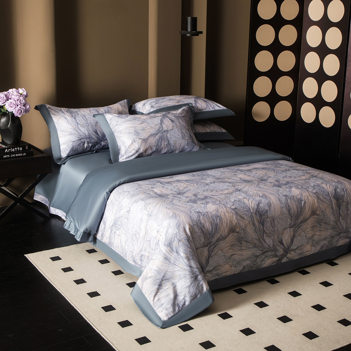 91家纺网 家纺一手货源 找家纺 洺兰家居 2025新款100支全棉新疆棉单拼角工艺款四件套长绒棉贴边床单床笠床上用品套件专（控价标准275加大285床笠275） 舒蕾