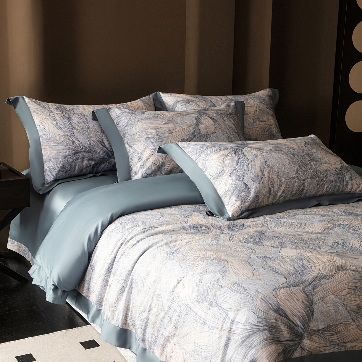 91家纺网 家纺一手货源 找家纺 洺兰家居 2025新款100支全棉新疆棉单拼角工艺款四件套长绒棉贴边床单床笠床上用品套件专（控价标准275加大285床笠275） 舒蕾