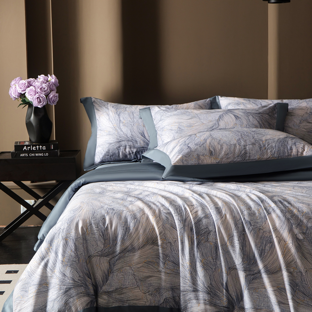 91家纺网 家纺一手货源 找家纺 洺兰家居 2025新款100支全棉新疆棉单拼角工艺款四件套长绒棉贴边床单床笠床上用品套件专（控价标准275加大285床笠275） 舒蕾