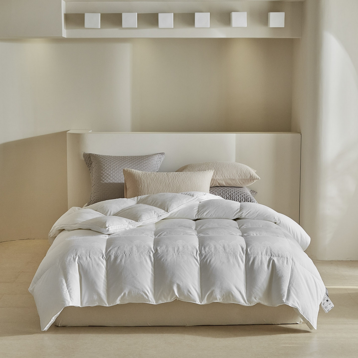 91家纺网 家纺一手货源 找家纺 暖羽屋羽绒馆 2025新款国标95白鹅绒被子 羽绒被芯60s大提花羽绒被 双人鹅绒被2米 婚庆被子 普希斯 白