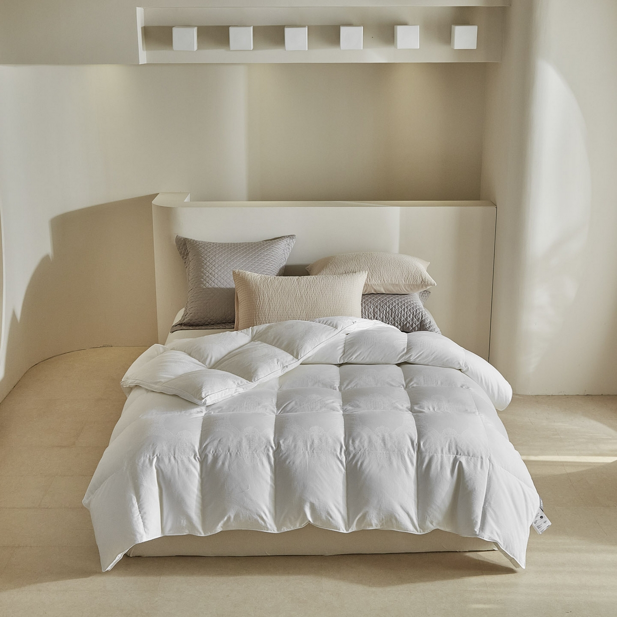 91家纺网 家纺一手货源 找家纺 暖羽屋羽绒馆 2025新款国标95白鹅绒被子 羽绒被芯60s大提花羽绒被 双人鹅绒被2米 婚庆被子 普希斯 白