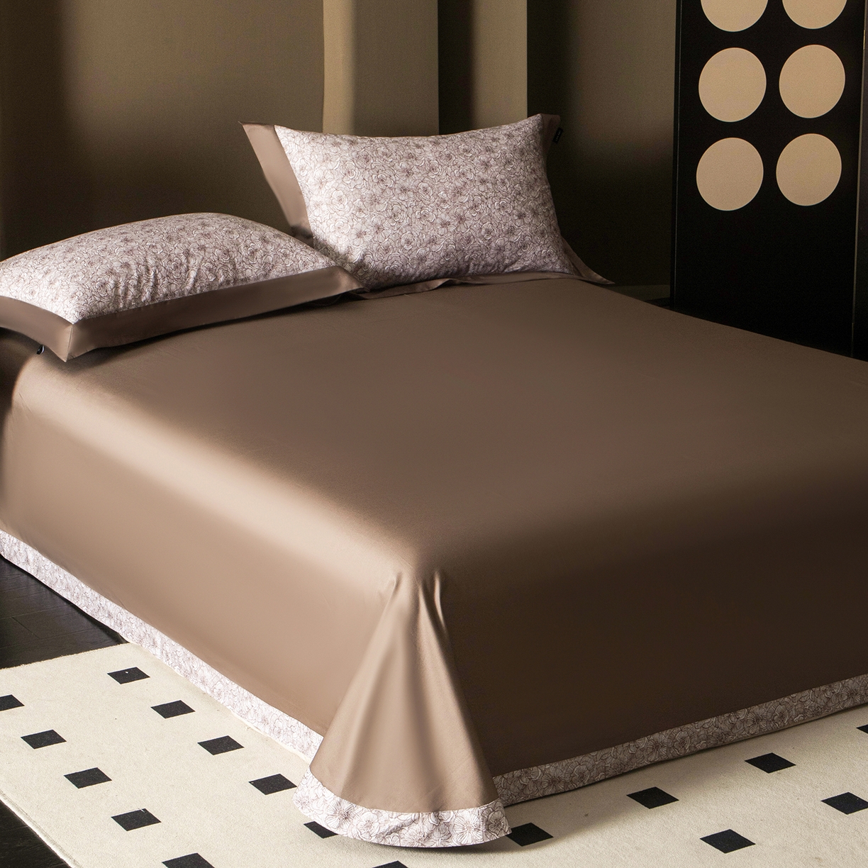 91家纺网 家纺一手货源 找家纺 洺兰家居 2025新款100支全棉新疆棉单拼角工艺款四件套长绒棉贴边床单床笠床上用品套件专（控价标准275加大285床笠275） 劳伦