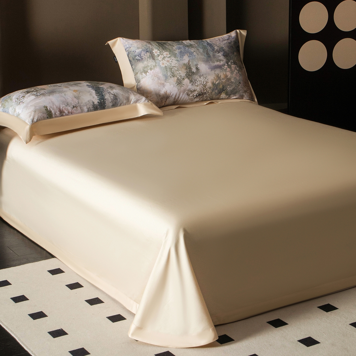 91家纺网 家纺一手货源 找家纺 洺兰家居 2025新款100支全棉新疆棉单拼角工艺款四件套长绒棉贴边床单床笠床上用品套件专（控价标准275加大285床笠275） 梦境