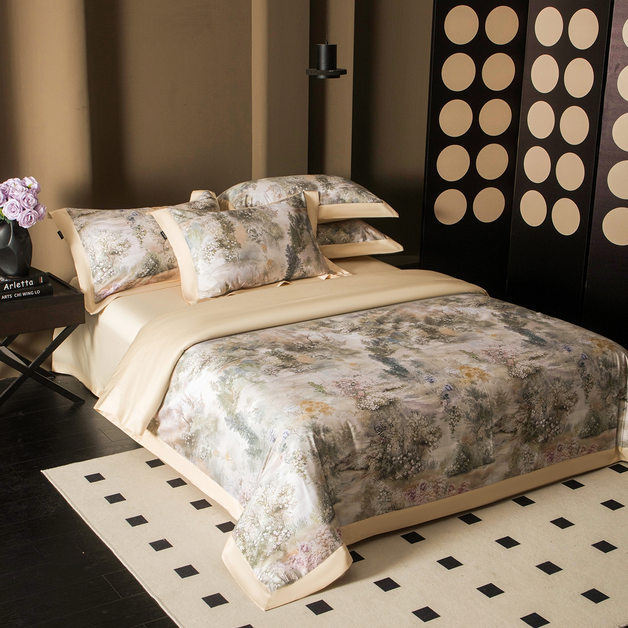 91家纺网 家纺一手货源 找家纺 洺兰家居 2025新款100支全棉新疆棉单拼角工艺款四件套长绒棉贴边床单床笠床上用品套件专（控价标准275加大285床笠275） 梦境