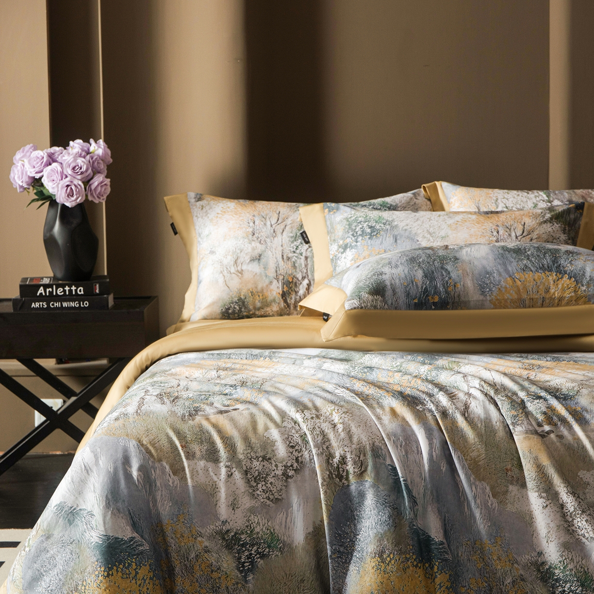 91家纺网 家纺一手货源 找家纺 洺兰家居 2025新款100支全棉新疆棉单拼角工艺款四件套长绒棉贴边床单床笠床上用品套件专（控价标准275加大285床笠275） 雾都