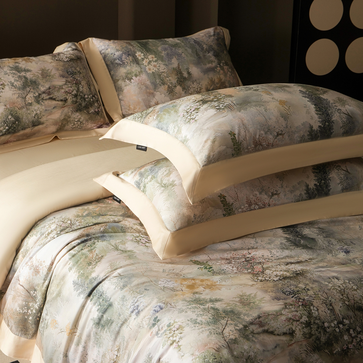 91家纺网 家纺一手货源 找家纺 洺兰家居 2025新款100支全棉新疆棉单拼角工艺款四件套长绒棉贴边床单床笠床上用品套件专（控价标准275加大285床笠275） 梦境