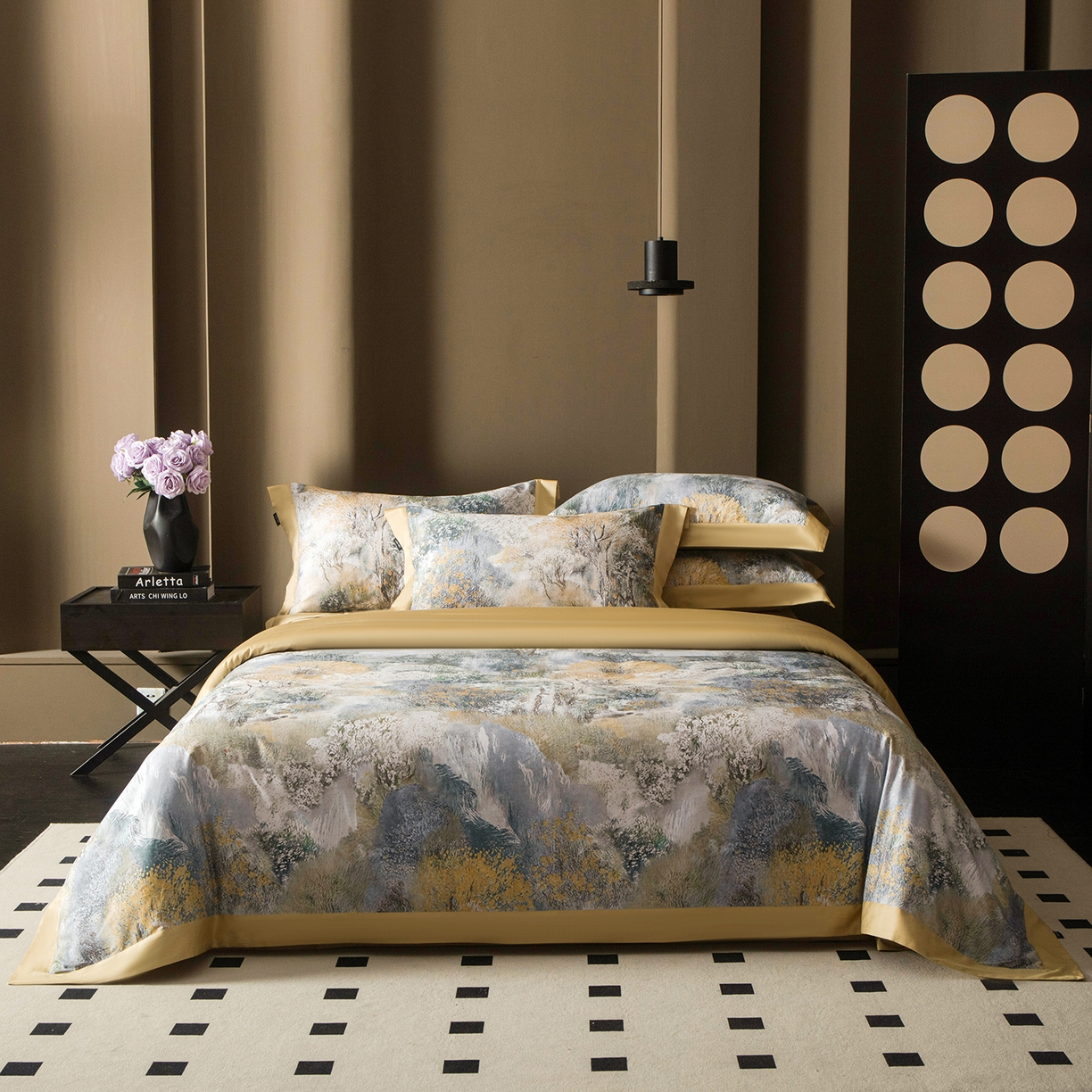 91家纺网 家纺一手货源 找家纺 洺兰家居 2025新款100支全棉新疆棉单拼角工艺款四件套长绒棉贴边床单床笠床上用品套件专（控价标准275加大285床笠275） 雾都