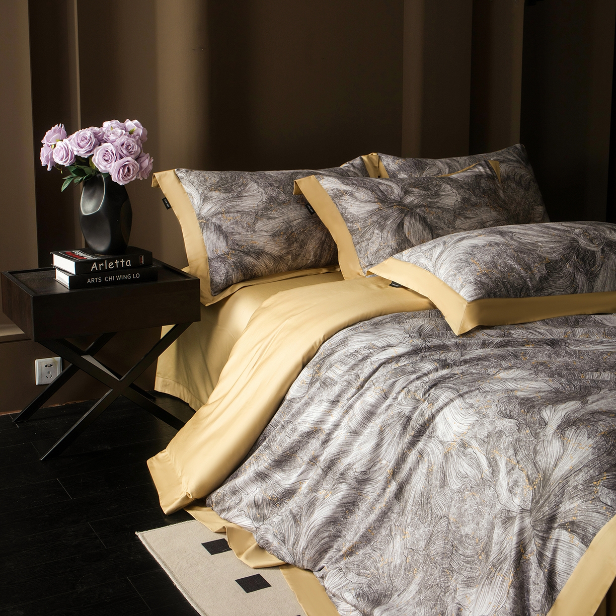 91家纺网 家纺一手货源 找家纺 洺兰家居 2025新款100支全棉新疆棉单拼角工艺款四件套长绒棉贴边床单床笠床上用品套件专（控价标准275加大285床笠275） 德琳