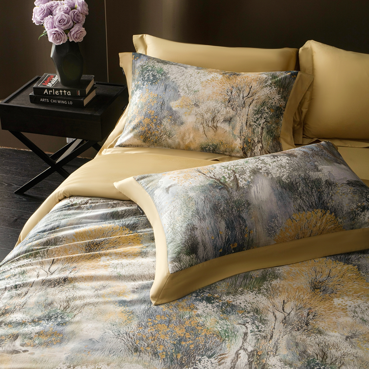 91家纺网 家纺一手货源 找家纺 洺兰家居 2025新款100支全棉新疆棉单拼角工艺款四件套长绒棉贴边床单床笠床上用品套件专（控价标准275加大285床笠275） 雾都