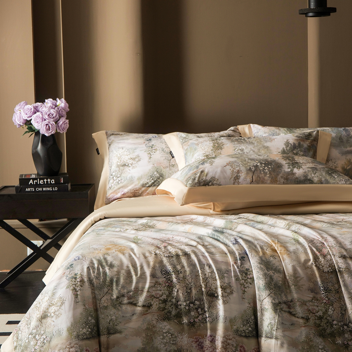 91家纺网 家纺一手货源 找家纺 洺兰家居 2025新款100支全棉新疆棉单拼角工艺款四件套长绒棉贴边床单床笠床上用品套件专（控价标准275加大285床笠275） 梦境