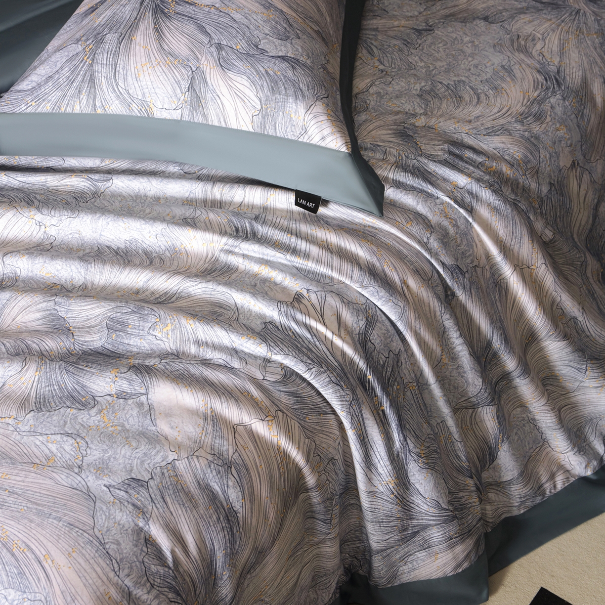 91家纺网 家纺一手货源 找家纺 洺兰家居 2025新款100支全棉新疆棉单拼角工艺款四件套长绒棉贴边床单床笠床上用品套件专（控价标准275加大285床笠275） 舒蕾