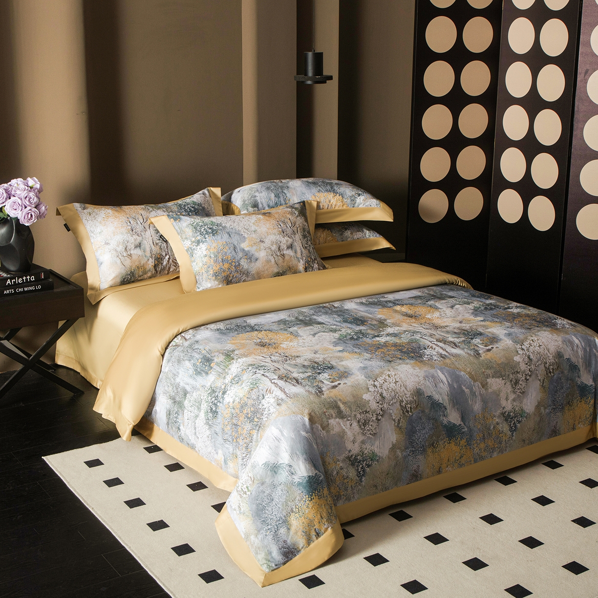 91家纺网 家纺一手货源 找家纺 洺兰家居 2025新款100支全棉新疆棉单拼角工艺款四件套长绒棉贴边床单床笠床上用品套件专（控价标准275加大285床笠275） 雾都