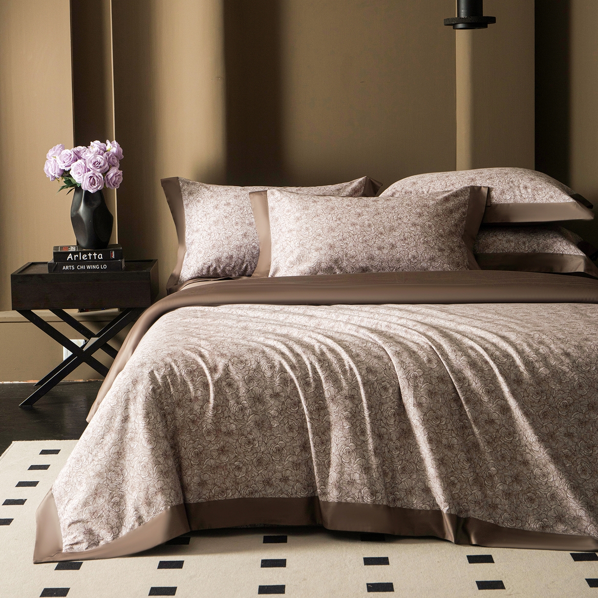 91家纺网 家纺一手货源 找家纺 洺兰家居 2025新款100支全棉新疆棉单拼角工艺款四件套长绒棉贴边床单床笠床上用品套件专（控价标准275加大285床笠275） 劳伦