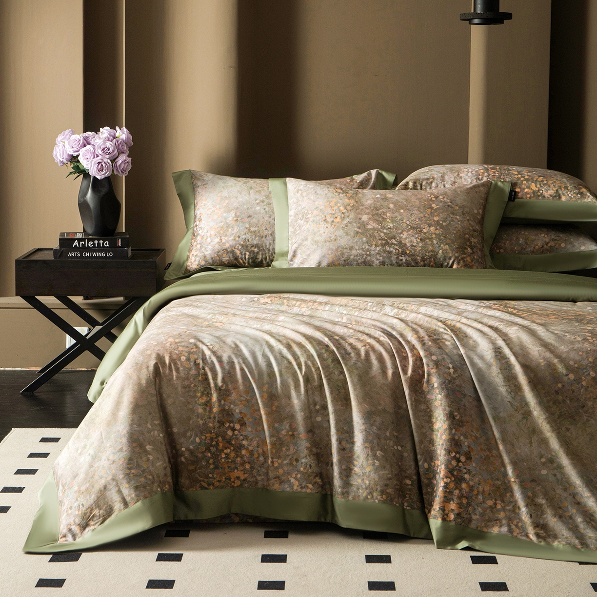 91家纺网 家纺一手货源 找家纺 洺兰家居 2025新款100支全棉新疆棉单拼角工艺款四件套长绒棉贴边床单床笠床上用品套件专（控价标准275加大285床笠275） 罗森