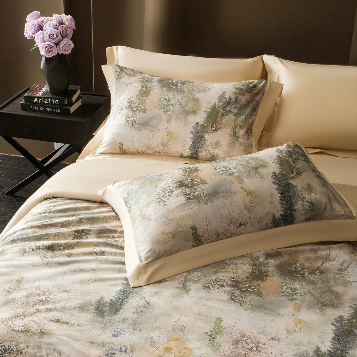 91家纺网 家纺一手货源 找家纺 洺兰家居 2025新款100支全棉新疆棉单拼角工艺款四件套长绒棉贴边床单床笠床上用品套件专（控价标准275加大285床笠275） 梦境