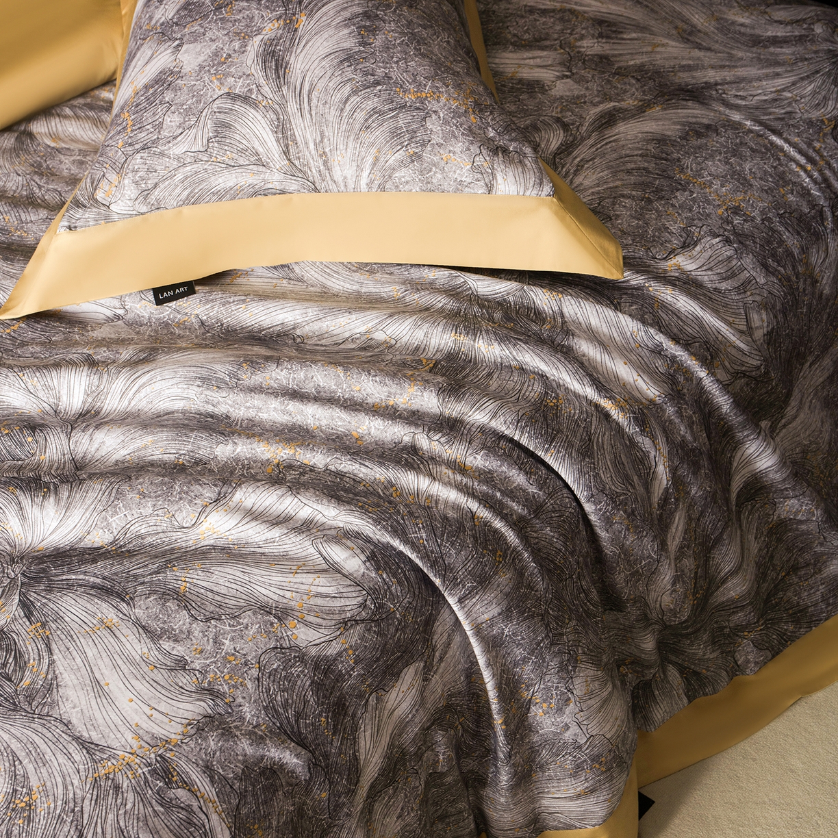 91家纺网 家纺一手货源 找家纺 洺兰家居 2025新款100支全棉新疆棉单拼角工艺款四件套长绒棉贴边床单床笠床上用品套件专（控价标准275加大285床笠275） 德琳