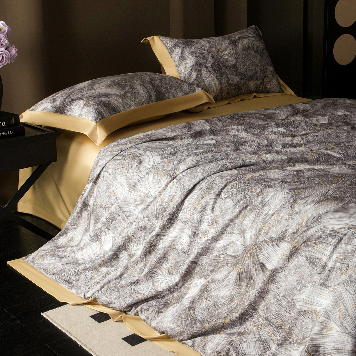 91家纺网 家纺一手货源 找家纺 洺兰家居 2025新款100支全棉新疆棉单拼角工艺款四件套长绒棉贴边床单床笠床上用品套件专（控价标准275加大285床笠275） 德琳