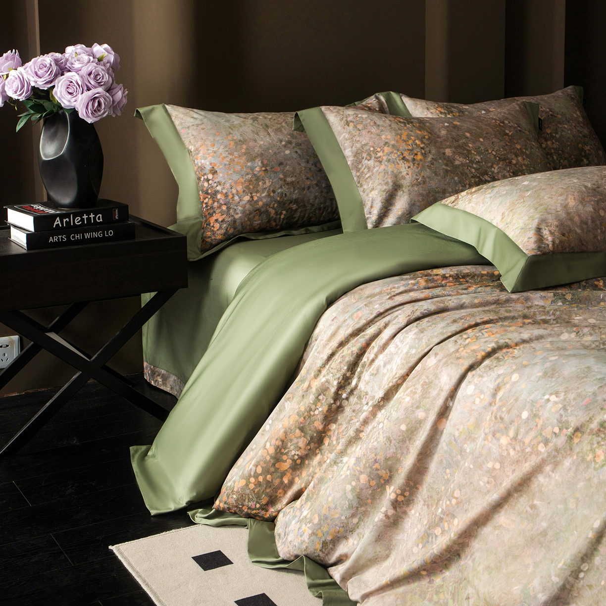 91家纺网 家纺一手货源 找家纺 洺兰家居 2025新款100支全棉新疆棉单拼角工艺款四件套长绒棉贴边床单床笠床上用品套件专（控价标准275加大285床笠275） 罗森