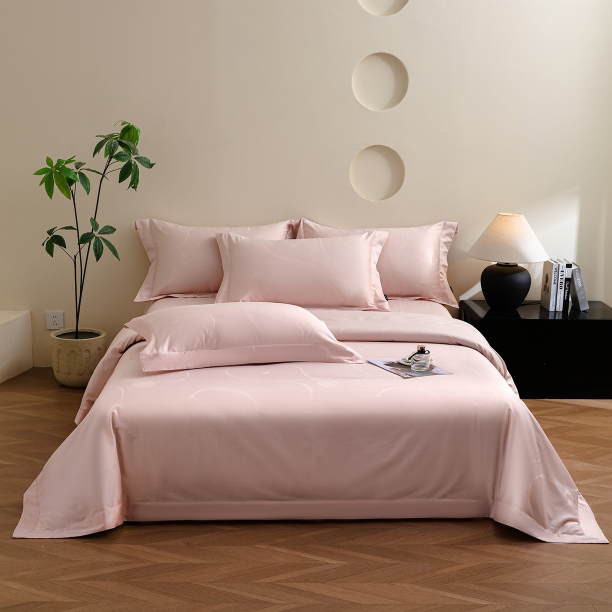 91家纺网 家纺一手货源 找家纺 （总）洺兰家居 2025新款60支全棉新疆棉大提花拼角款四件套长绒棉贴边床单床笠床上用品套件专版（控价标准245加大260床笠255）